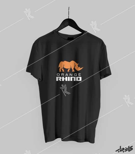 تیشرت مشکی  کرگدن نارنجی orange rhino